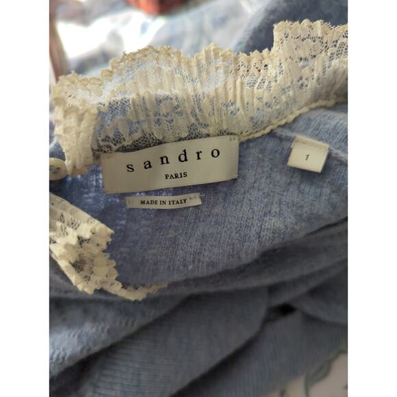 Sandro Paris Lace Trim Pointelle Sweater - Picture 11 of 11